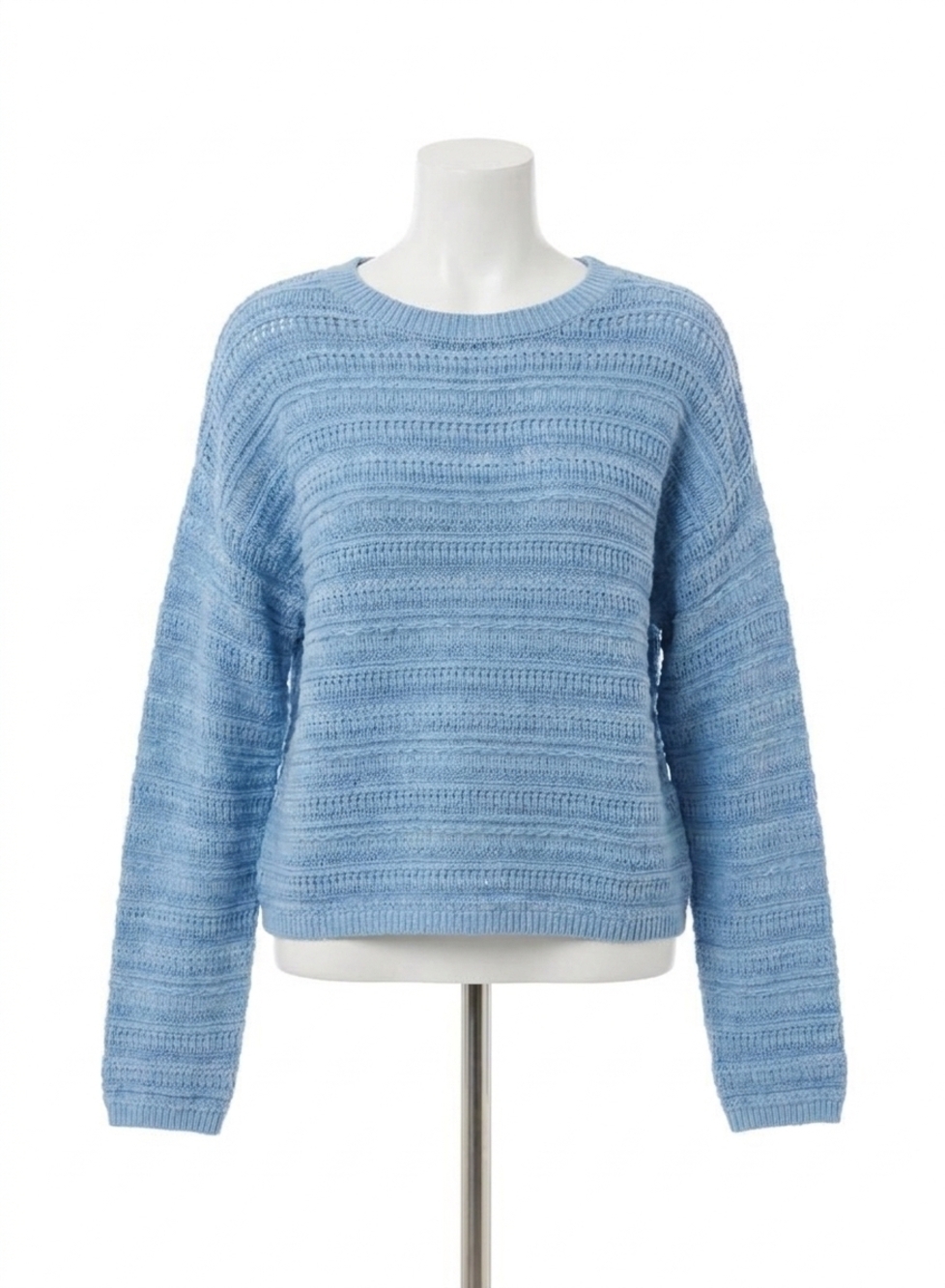 NEW BELLA DAHL textured crew neck sweater in sea breeze blue